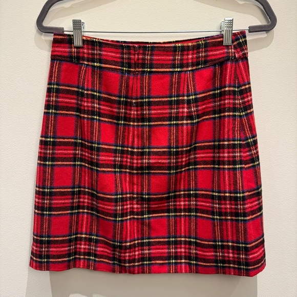 NWT- J.Crew Red Plaid Wool Festive Holiday Mini Skirt Size 4 Women’s - Picture 2 of 10